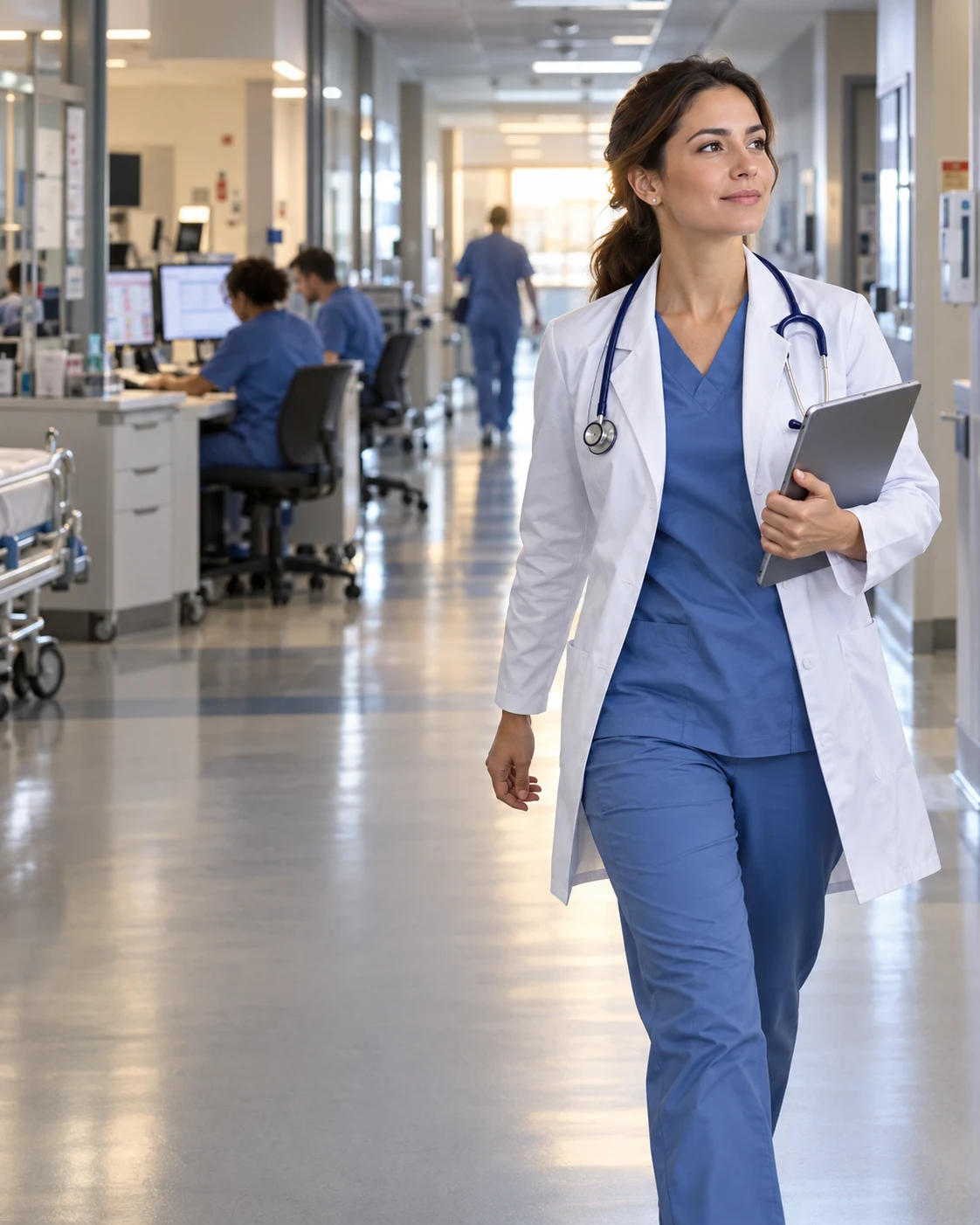 Imagem ilustrativa de médica acompanhando a escala da equipe.