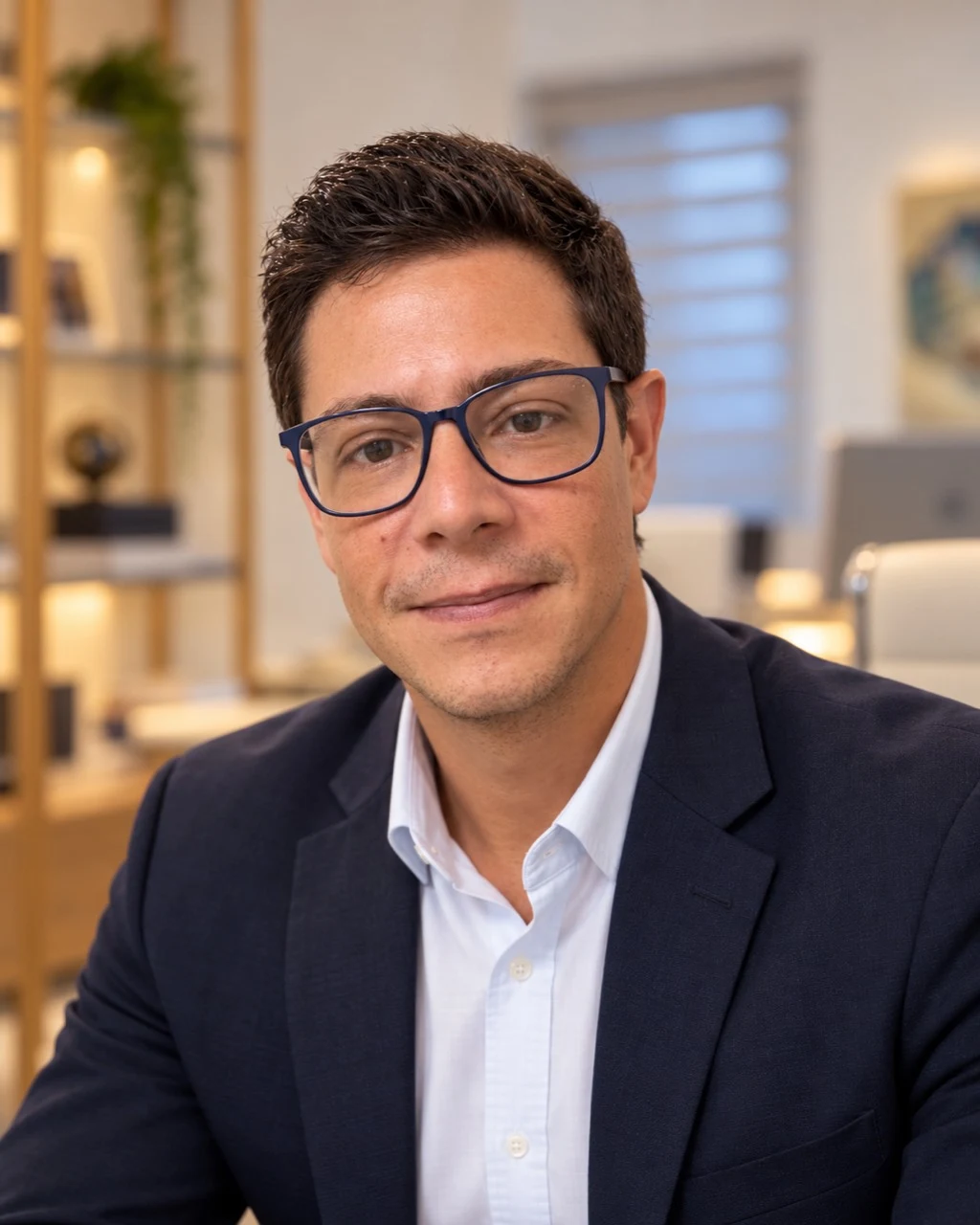 Dr. Bruno Soares em seu consultório, em fotografia aprovada pelo autor.